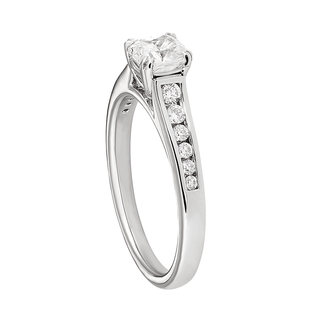 Hamilton Cherish Collection 18k White Gold and 1.00 Total Weight Cushion Cut Diamond Channel Engagement Ring