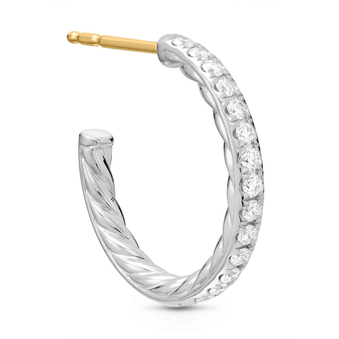 David Yurman Pavé Hoop Earrings Sterling Silver with Diamonds, 19mm