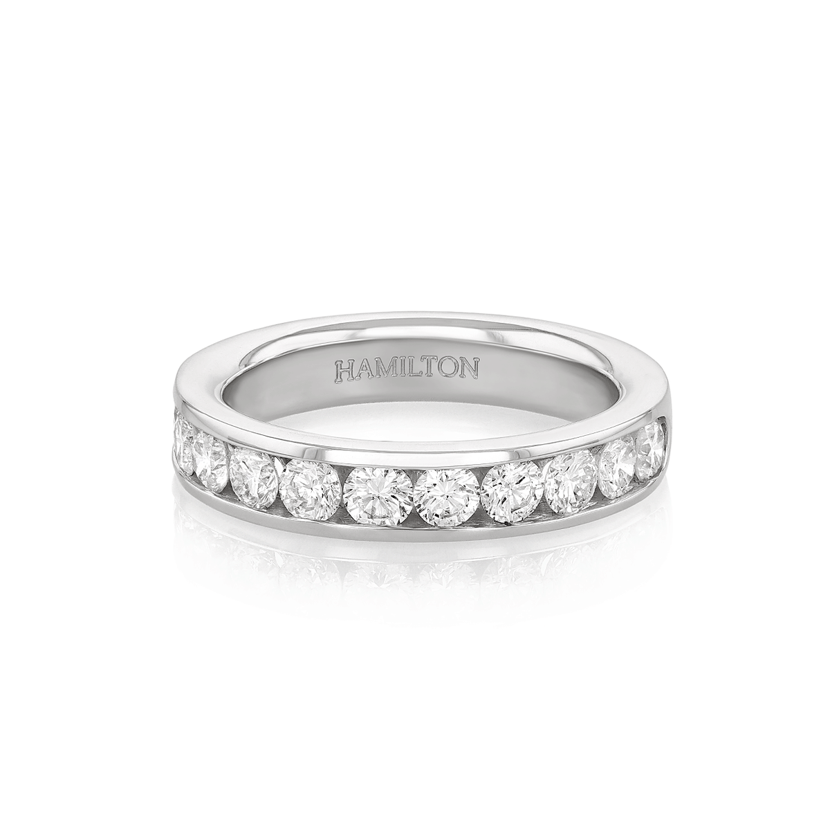Hamilton Duet Collection 18k White Gold and 1.00 Total Weight Diamond Wedding Band