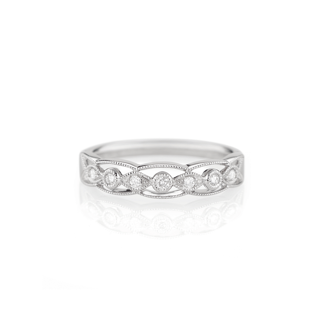 Heritage 18k White Gold and .08 Total Weight Diamond Band