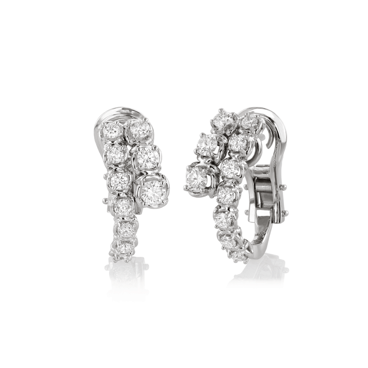 Duet 18k White Gold and 1.12 Total Weight Diamond Wrap Hoops