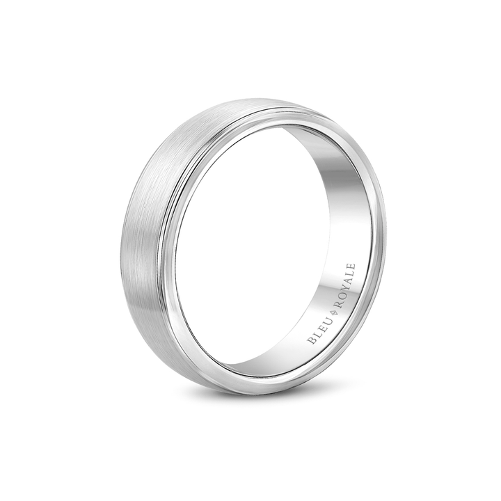 14k White Gold 6.5mm Wide Sandpaper Wedding Band