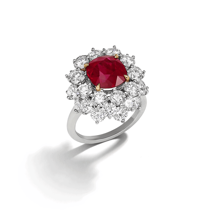 Private Reserve Ruby 4.17 Total Weight and Diamond Ring