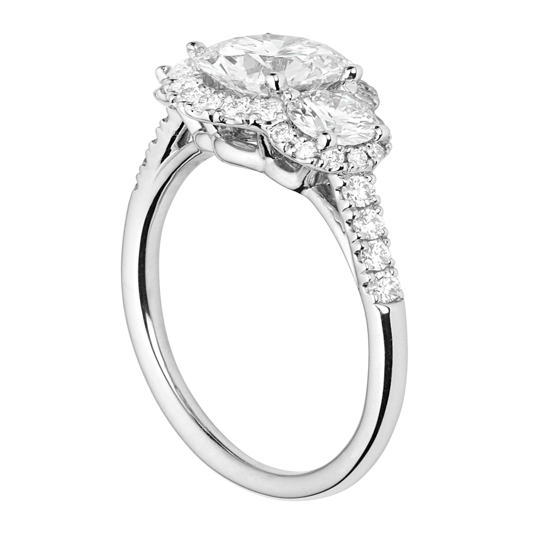 Hamilton Lisette Collection 18k White Gold and 0.43 Total Weight Diamond Three Stone  Mounting Ring