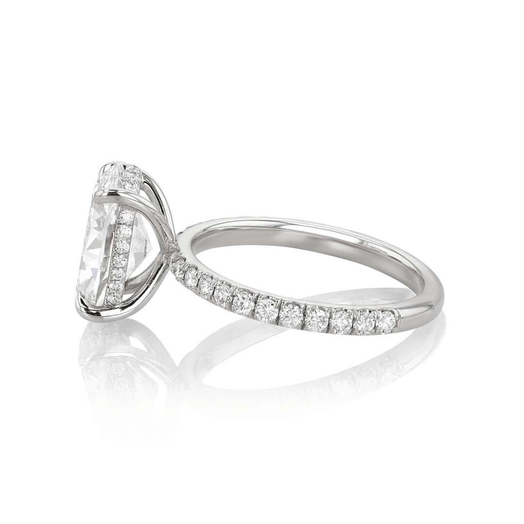 Hamilton Silhouette Collection 18k White Gold and 3.52 Total Weight Oval Diamond Engagement Ring