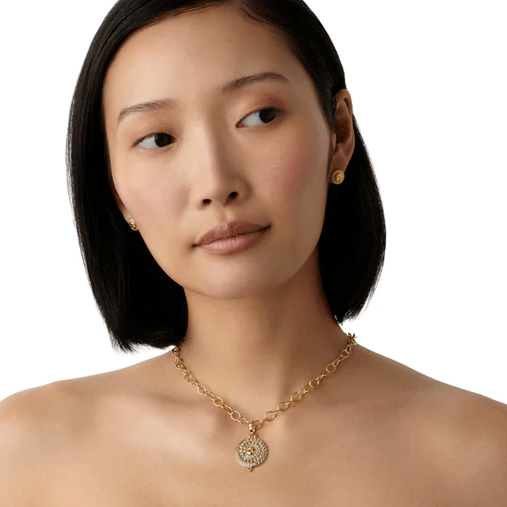 Temple St. Clair 18k Yellow Gold Lunar Glow Blue Moonstone and Diamond Pendant