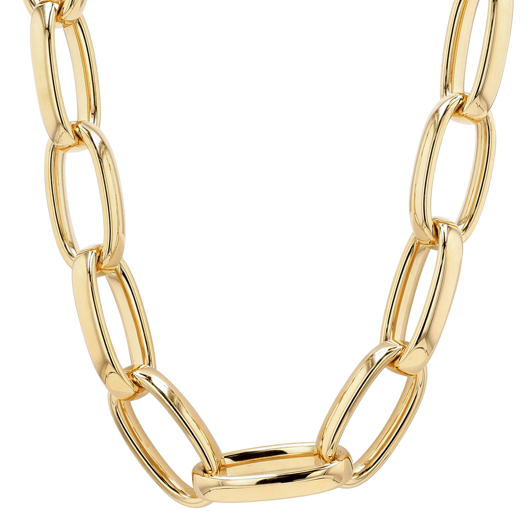 18k Yellow Gold 18 inch 14mm Oval Link Chain