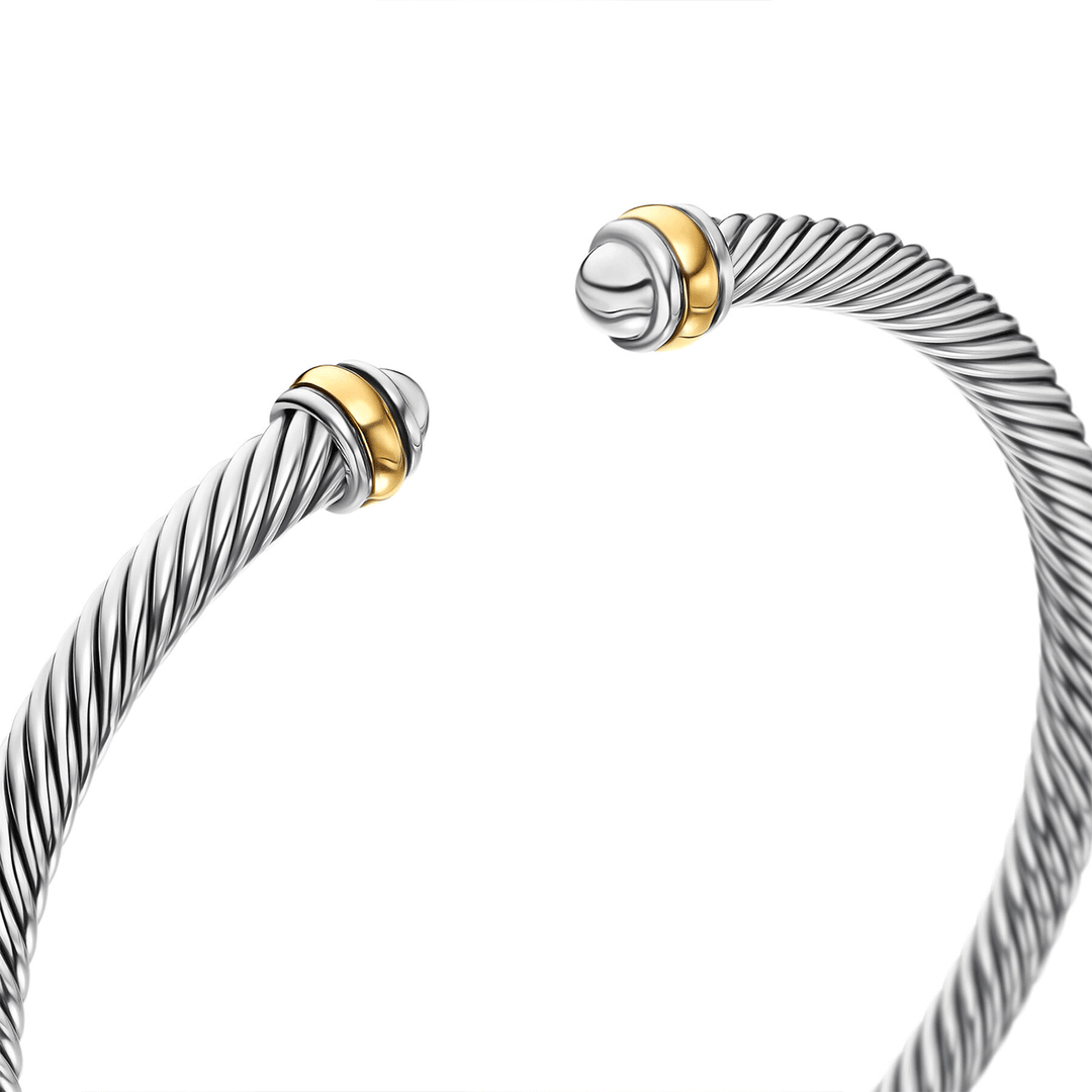 David Yurman Classic Cable Bracelet Sterling Silver with 18k Yellow Gold, 4mm