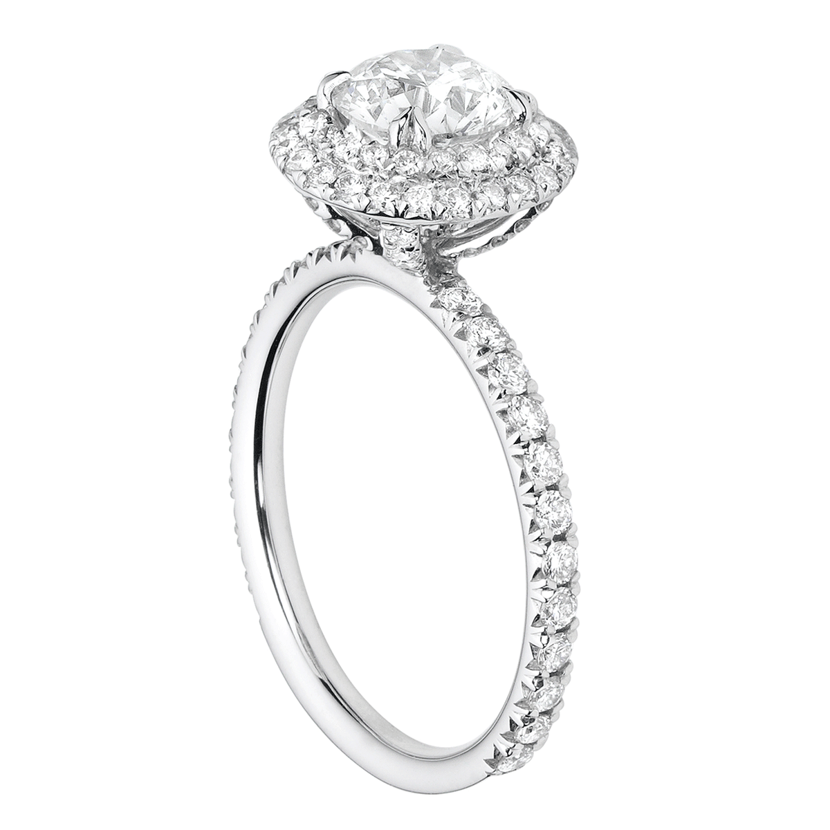 Hamilton Lisette Collection 18k White Gold and 0.55 Total Weight Diamond Double Halo Mounting Ring