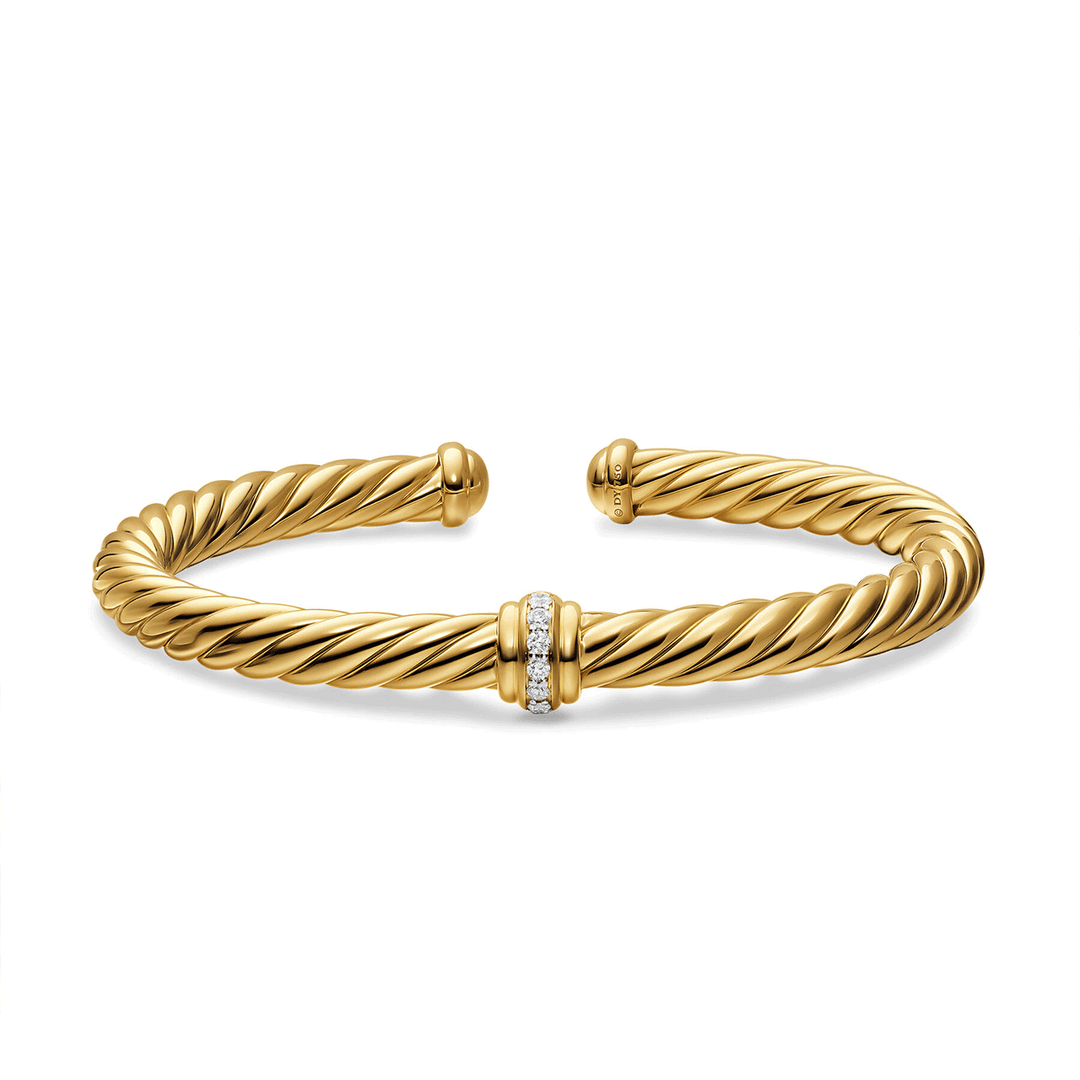 David Yurman Cablespira® Flex Center Station Bracelet 18k Gold Medium