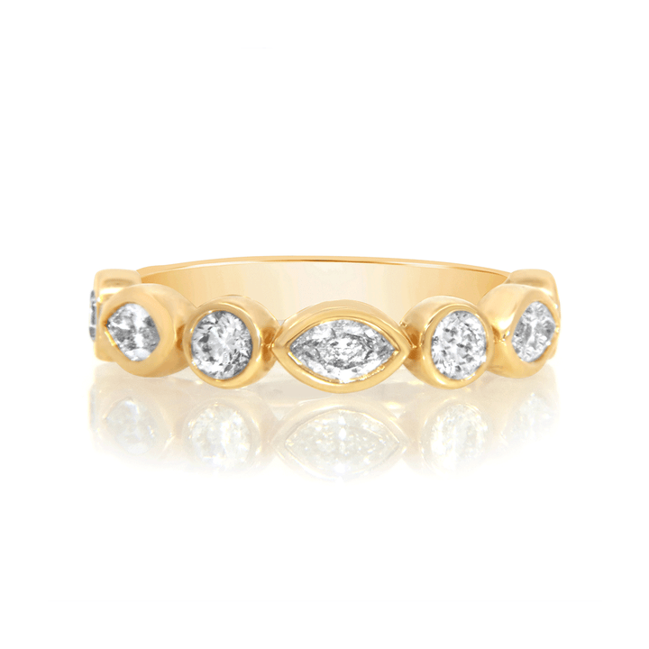 18k Yellow Gold Marquise and Round Diamond .56 Total Weight Band