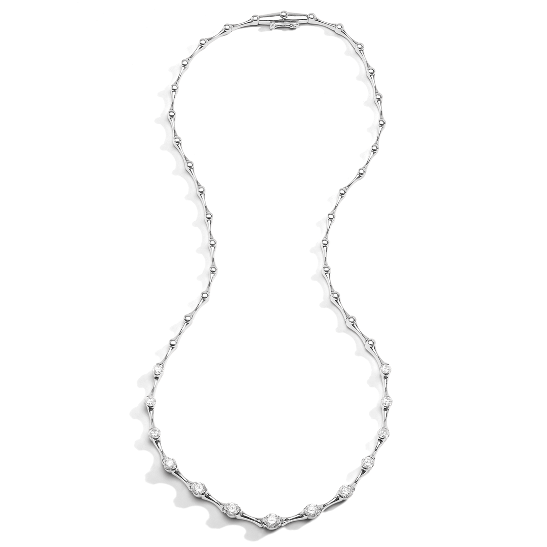 Wave 18k White Gold and Diamond Necklace