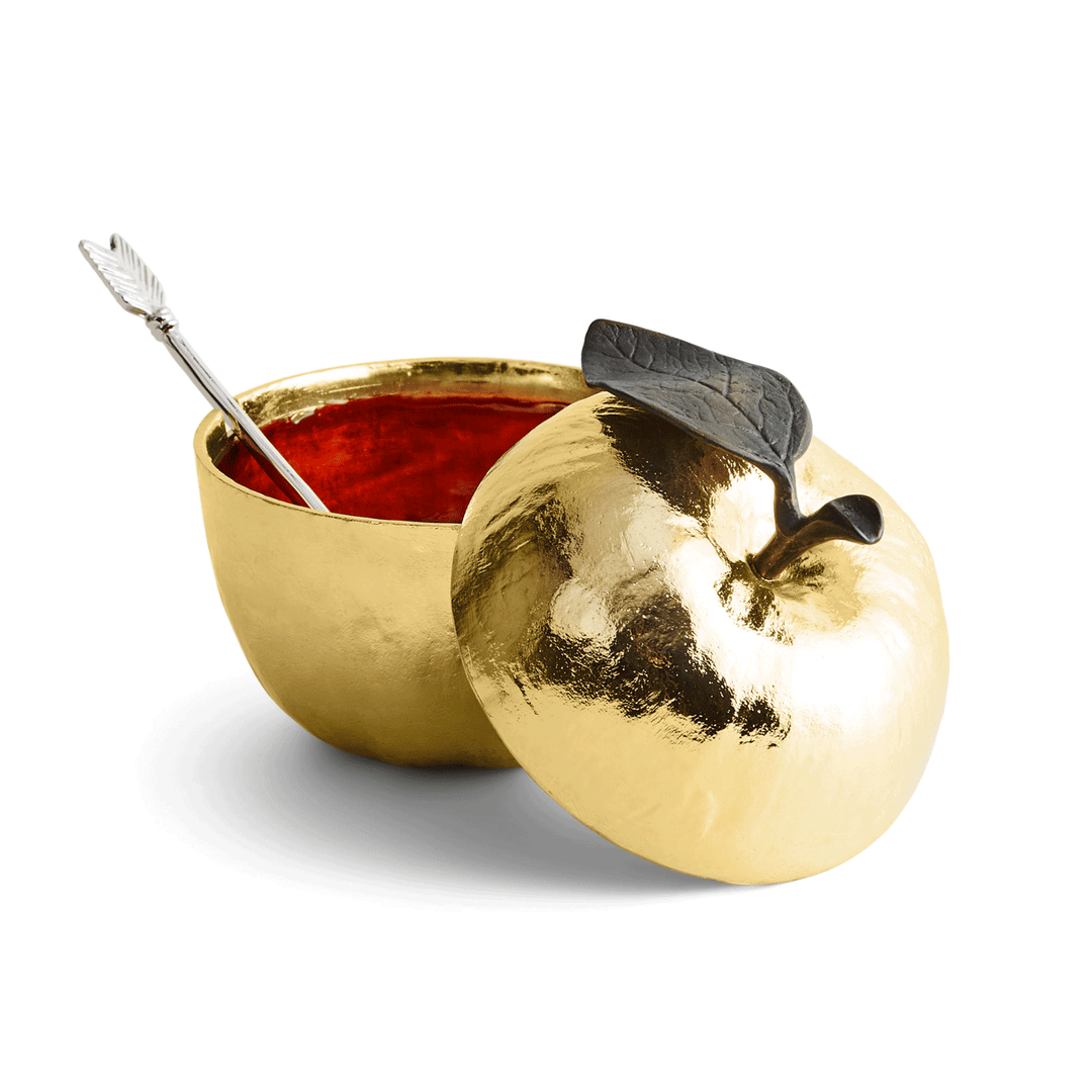 Michael Aram Gold Apple Honey Pot With Spoon