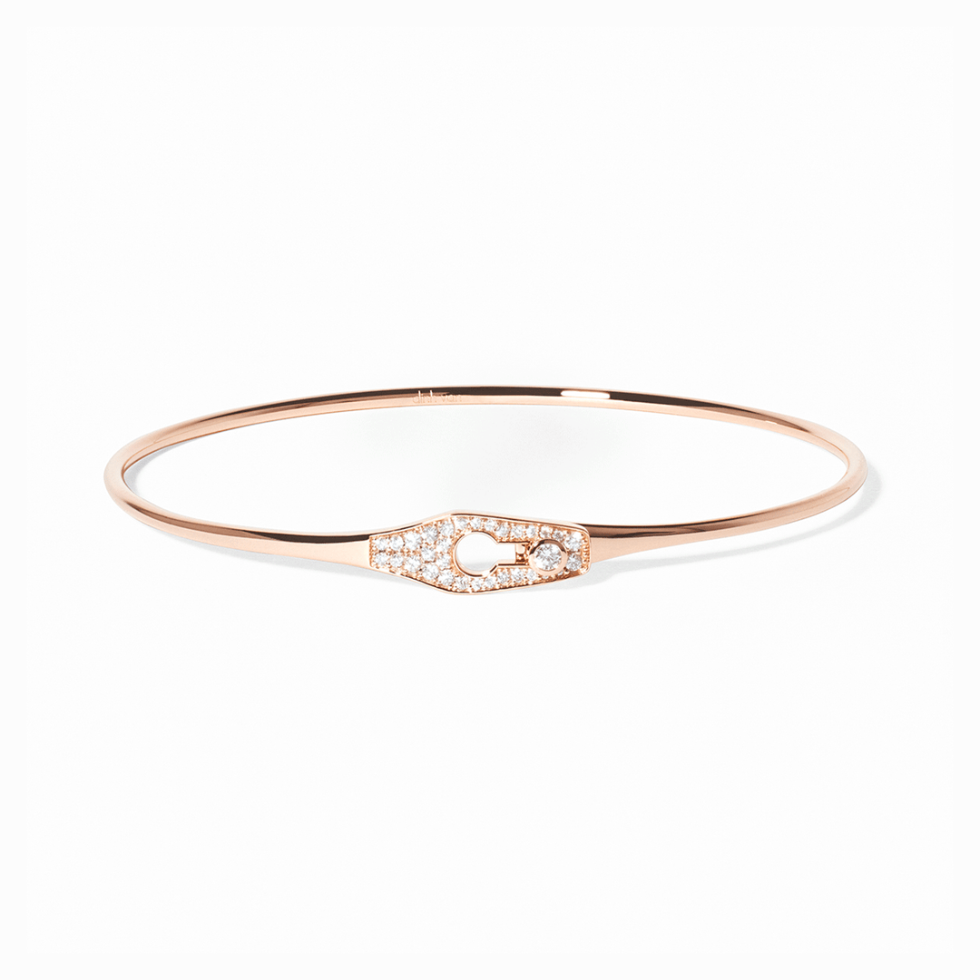 Dinh Van Serrure Jonc 18k Rose Gold and Diamond Bracelet