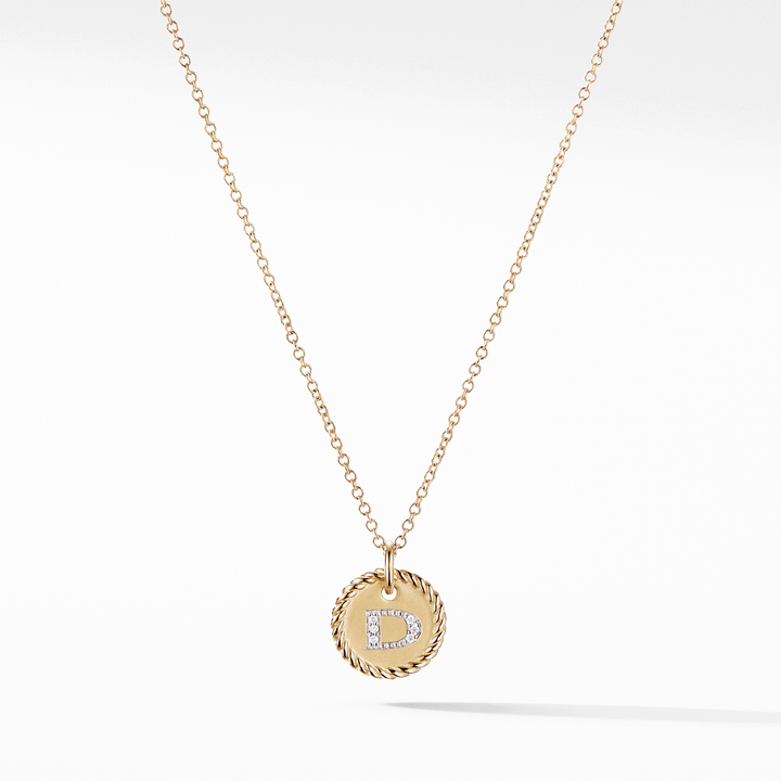 Initial "D" Charm Necklace with Diamonds in 18K Gold