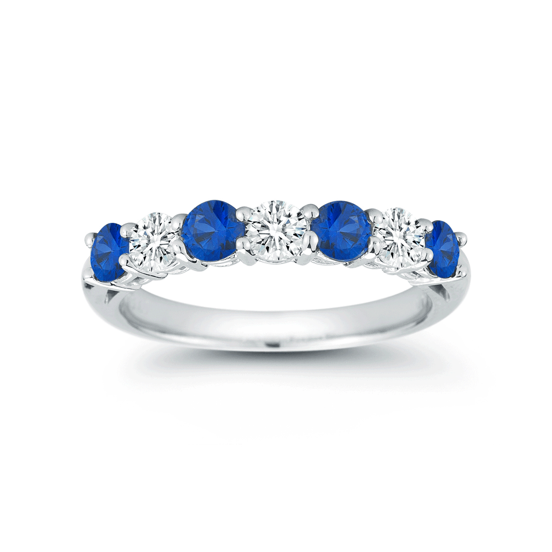 Platinum Alternating Sapphire .72 Total Weight and Diamond Band