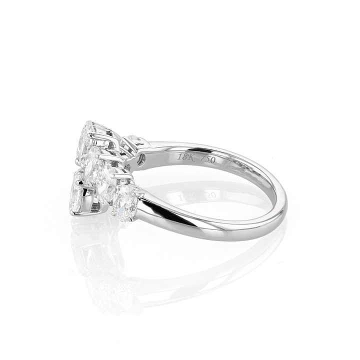 18k Gold and Oval Diamond 1.80 Total Weight Bypass Ring