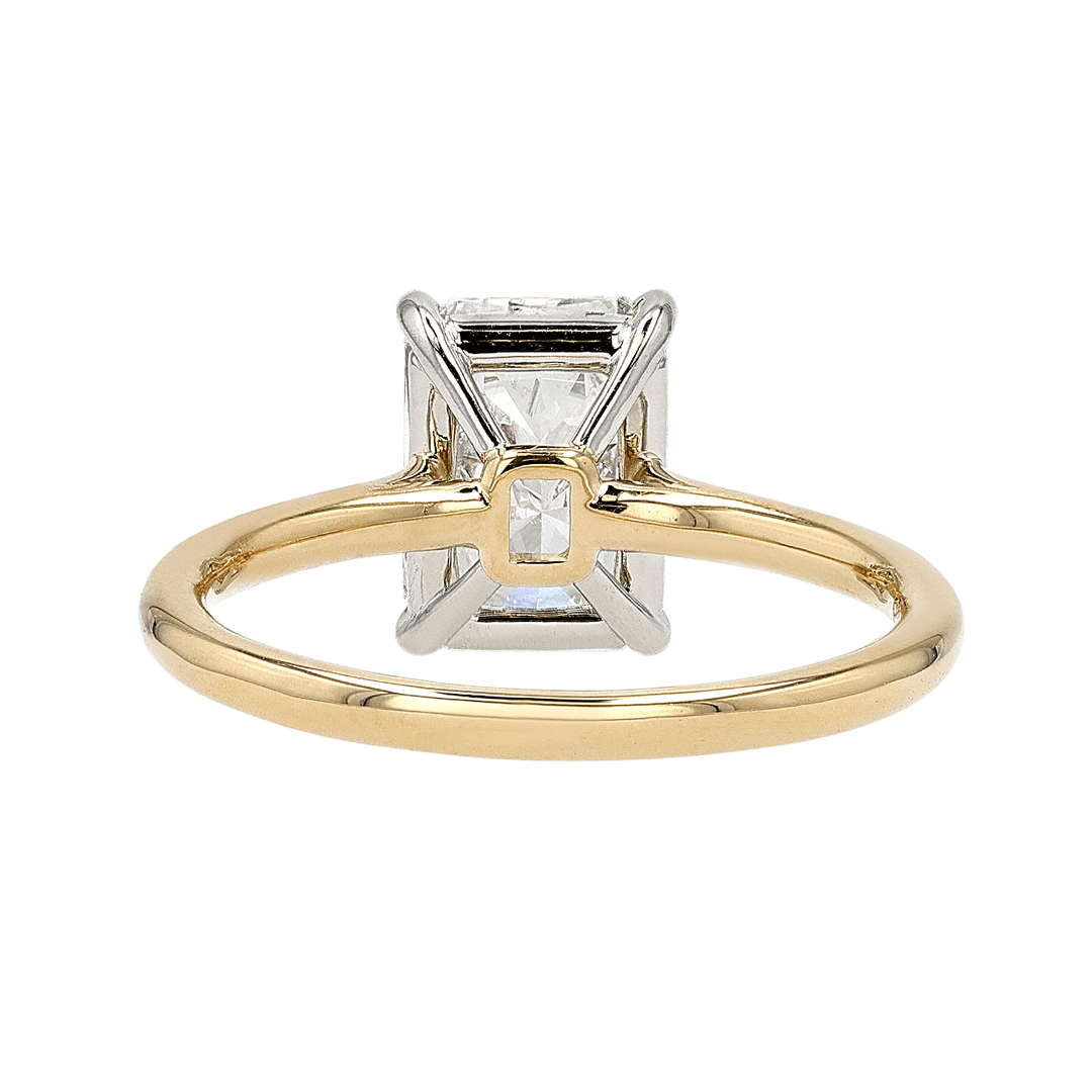 Platinum 18k Gold and Radiant Cut Diamond 2.21 Total Weight Solitaire RIng