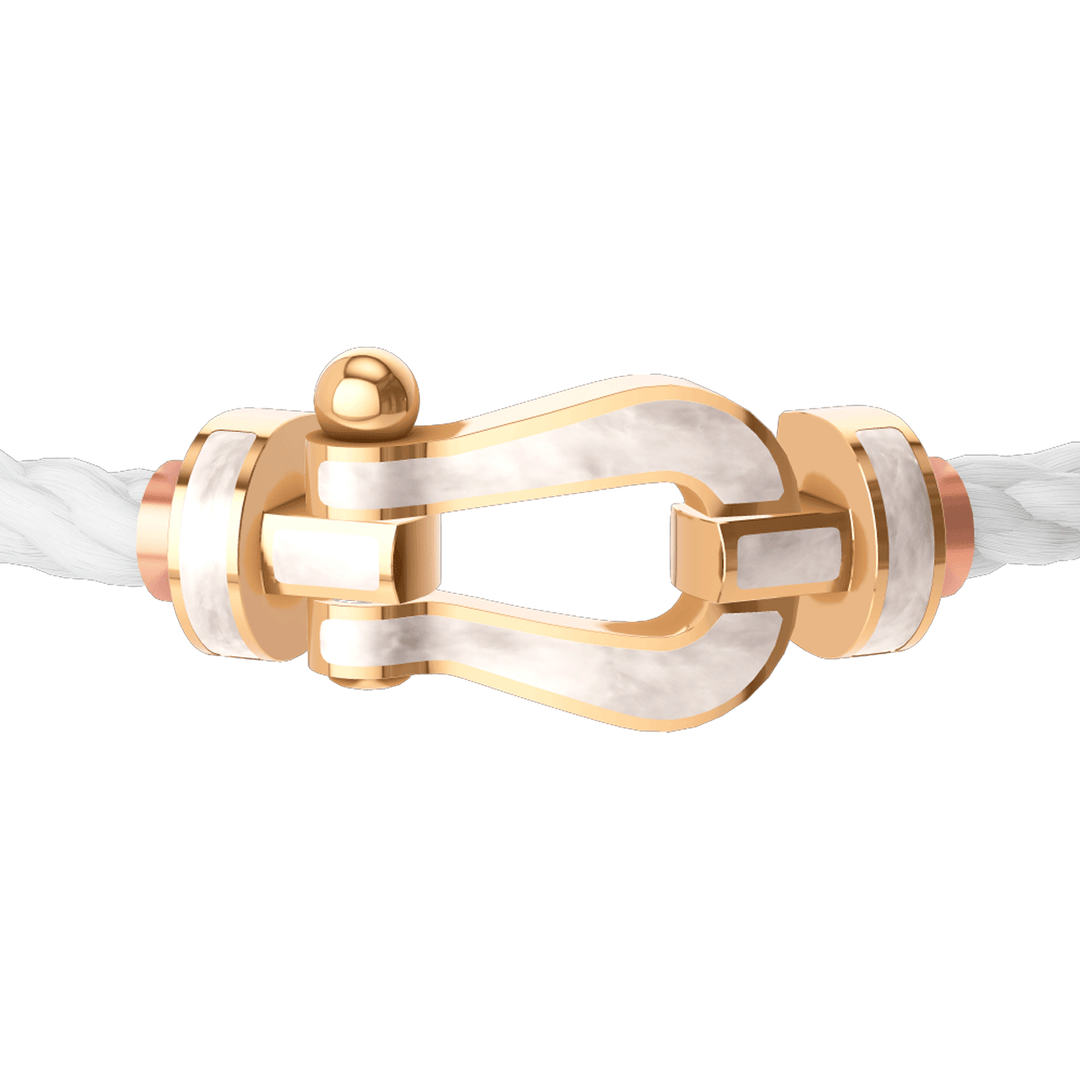 FRED White Cord Bracelet with 18k Mother of Pearl LG Buckle, Exclusively ay Hamilton Jewelers