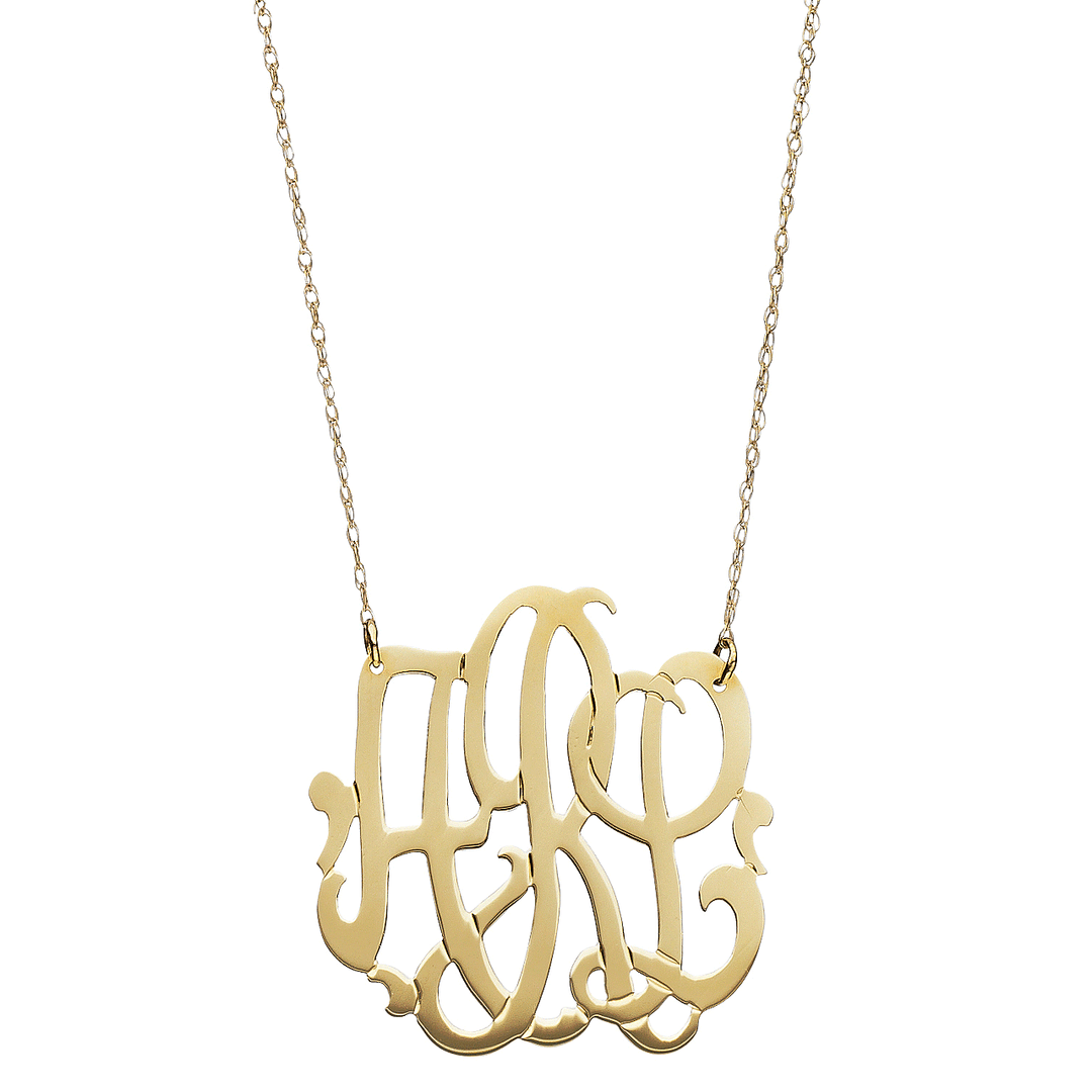 Monogram 14k Gold Pendant with Chain
