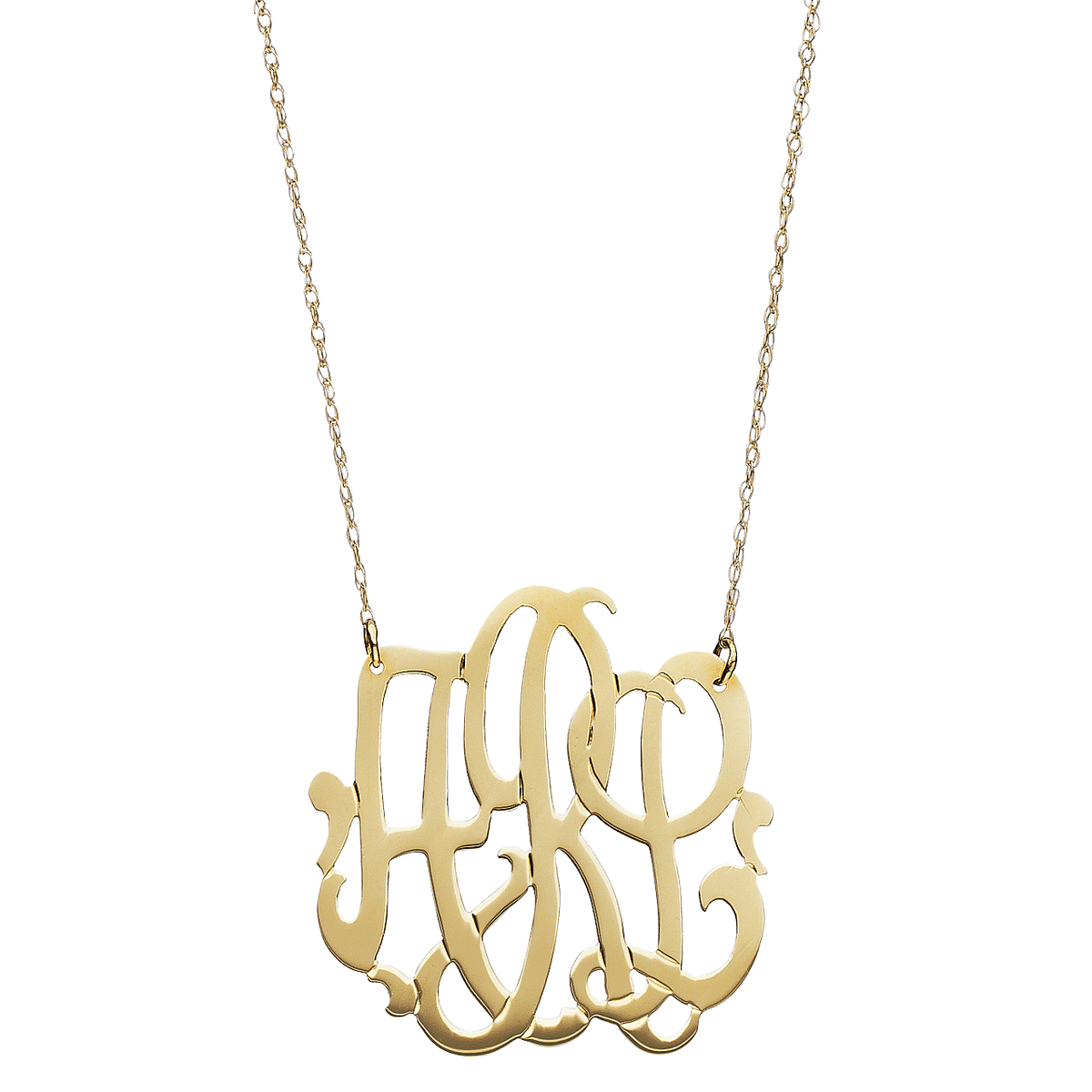 Monogram 14k Gold Pendant with Chain