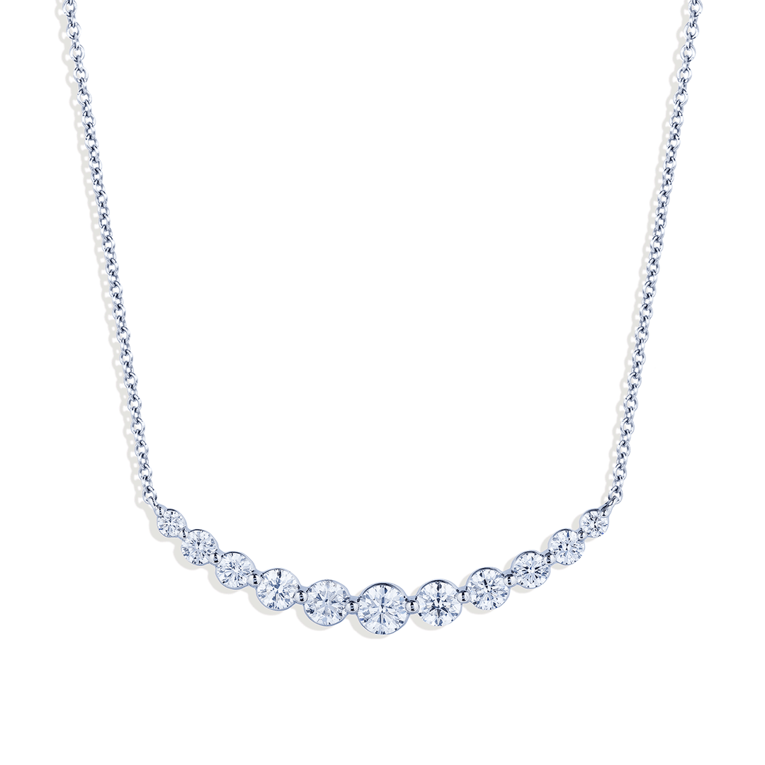 Classic 18k Gold and Diamond 1.00 Total Weight Graduated Necklace