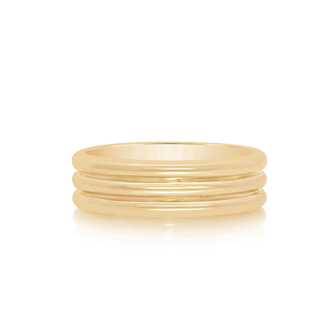Hamilton Collection 18k Yellow Gold 6mm Three Row Band