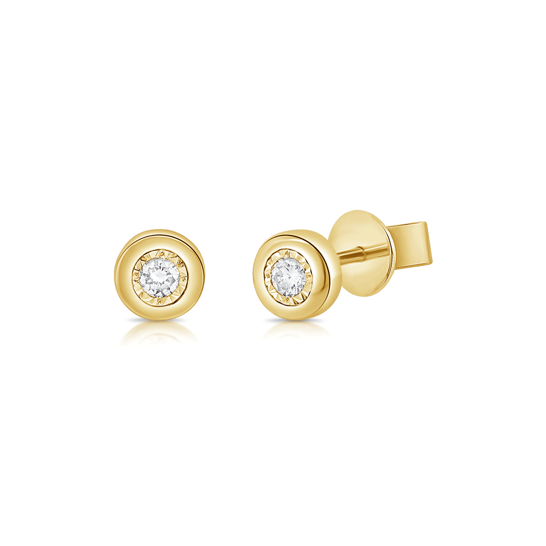 14k Yellow Gold and .08CT Diamond Illusion Stud Earrings