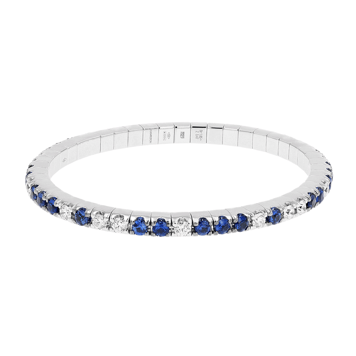 18k Gold Diamond and Sapphire 3.47 Total Weight Stretch Bracelet