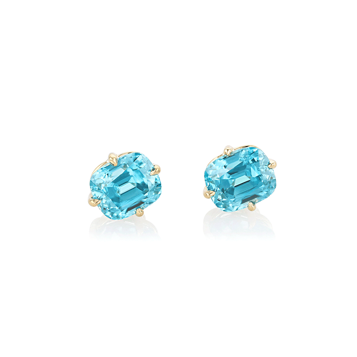 Hamilton Caroline Collection 18k Yellow Gold and Blue Zircon Stud Earrings
