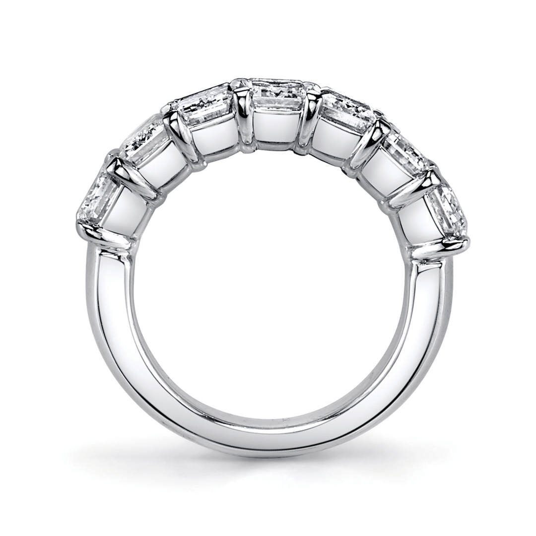 Platinum and 7 Radiant Cut Diamond 1.28 Total Weight Band