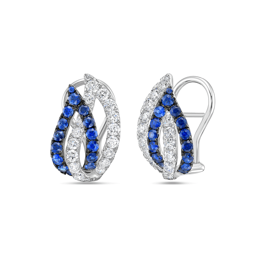 Charles Krypell 18k White Gold Sapphire and Diamond Fire Earrings