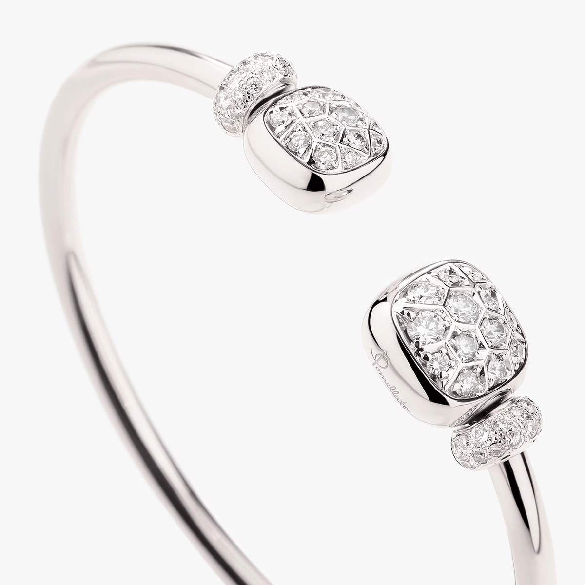 Pomellato Nudo Classic 18k White Gold and Diamond Cuff Bracelet