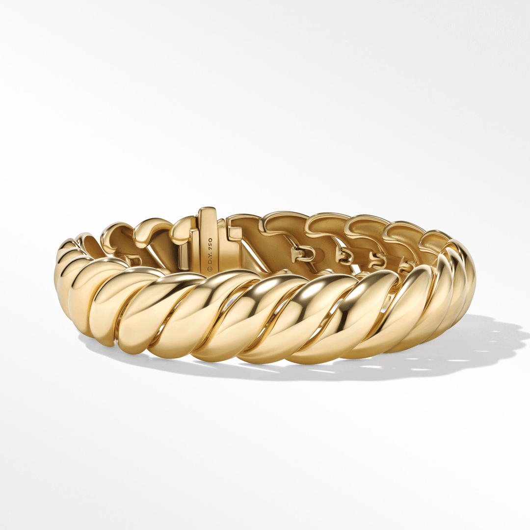 David Yurman Sculpted Cable Bracelet in 18k Yellow Gold,14mm