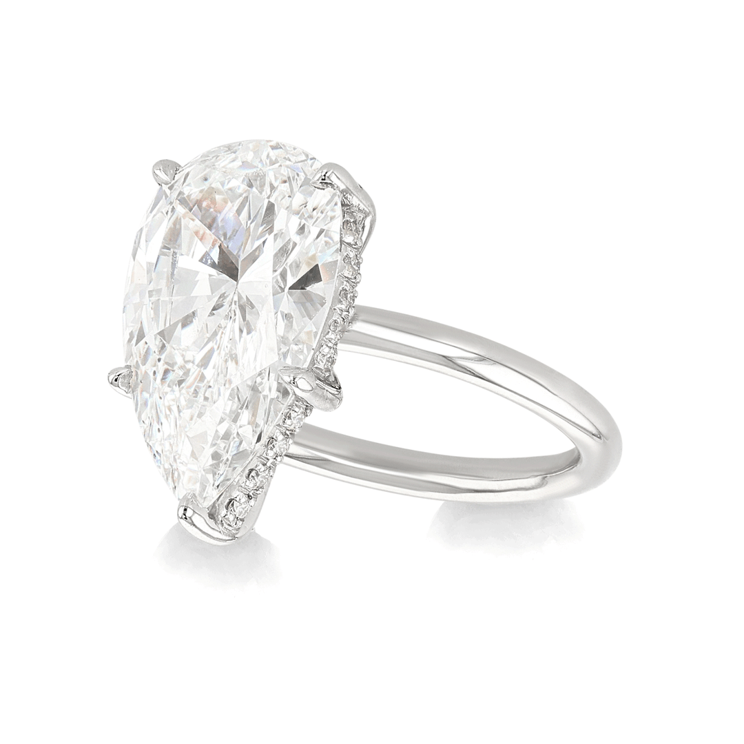 The Hamilton Silhouette Platinum and 5.02 Total Weight Pear Shape Diamond Engagement Ring