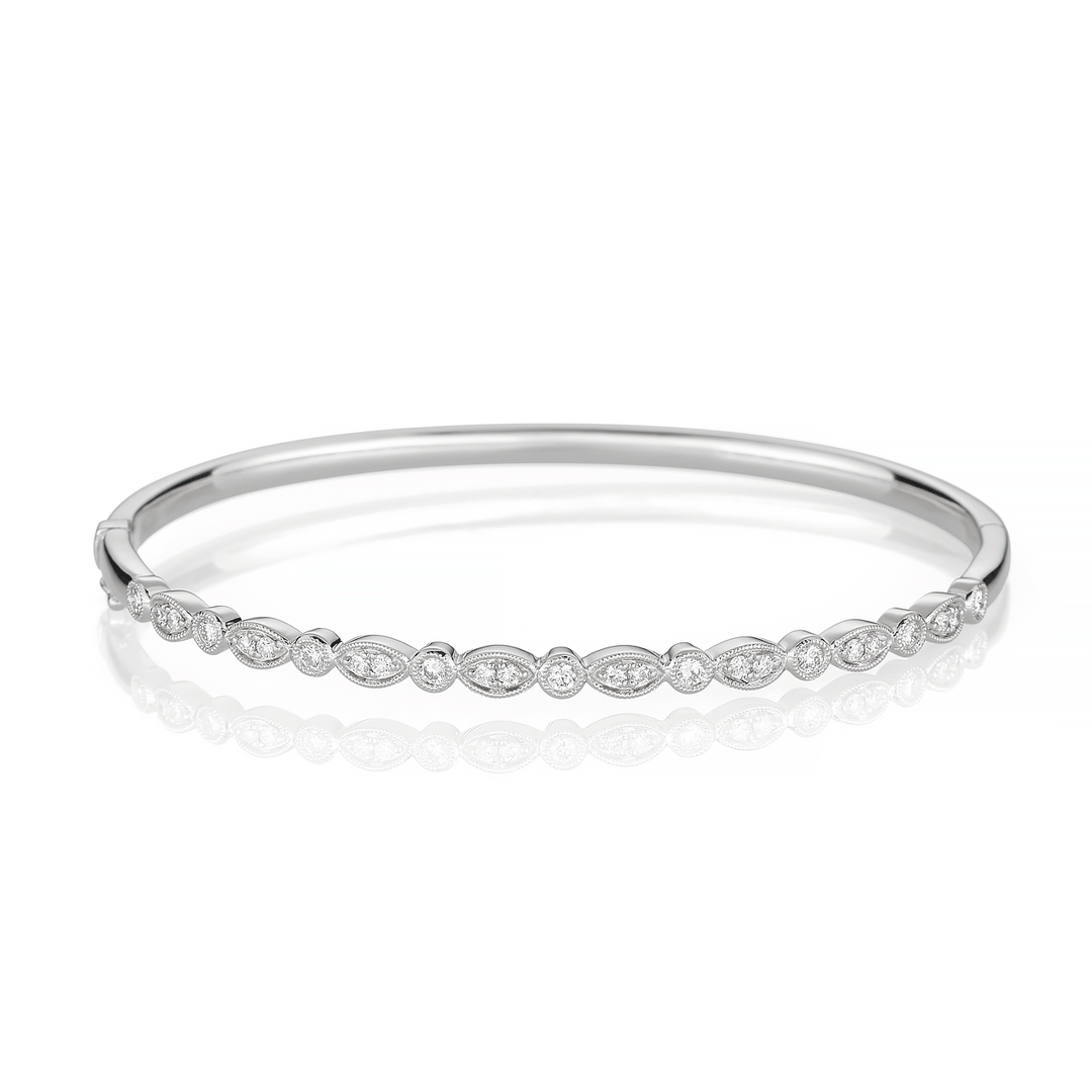 Heritage 18k White Gold and .52 Total Weight Bangle Bracelet