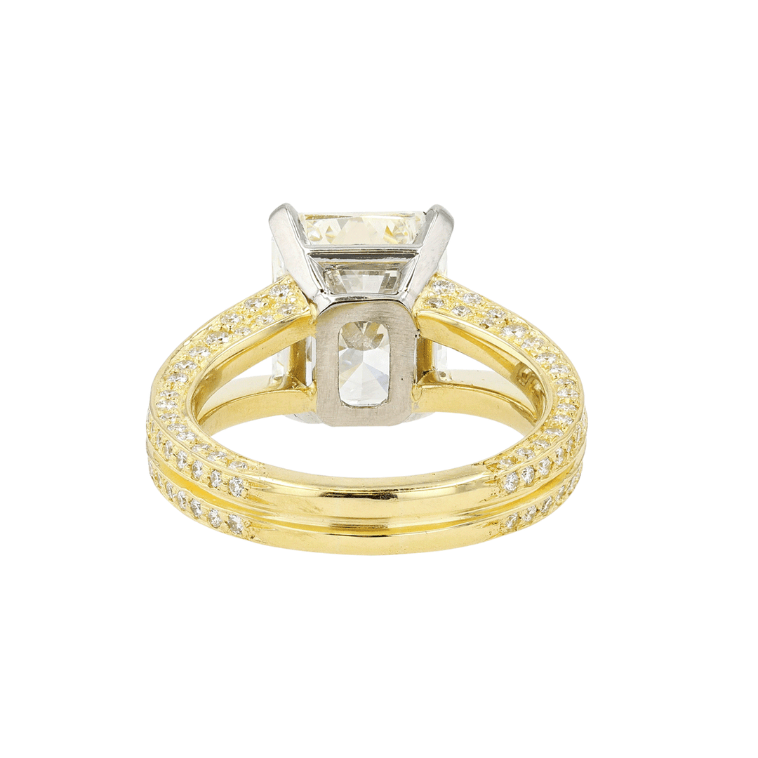 Private Reserve Platinum and 18k Gold Radiant Diamond 5.06 Total Weight Ring