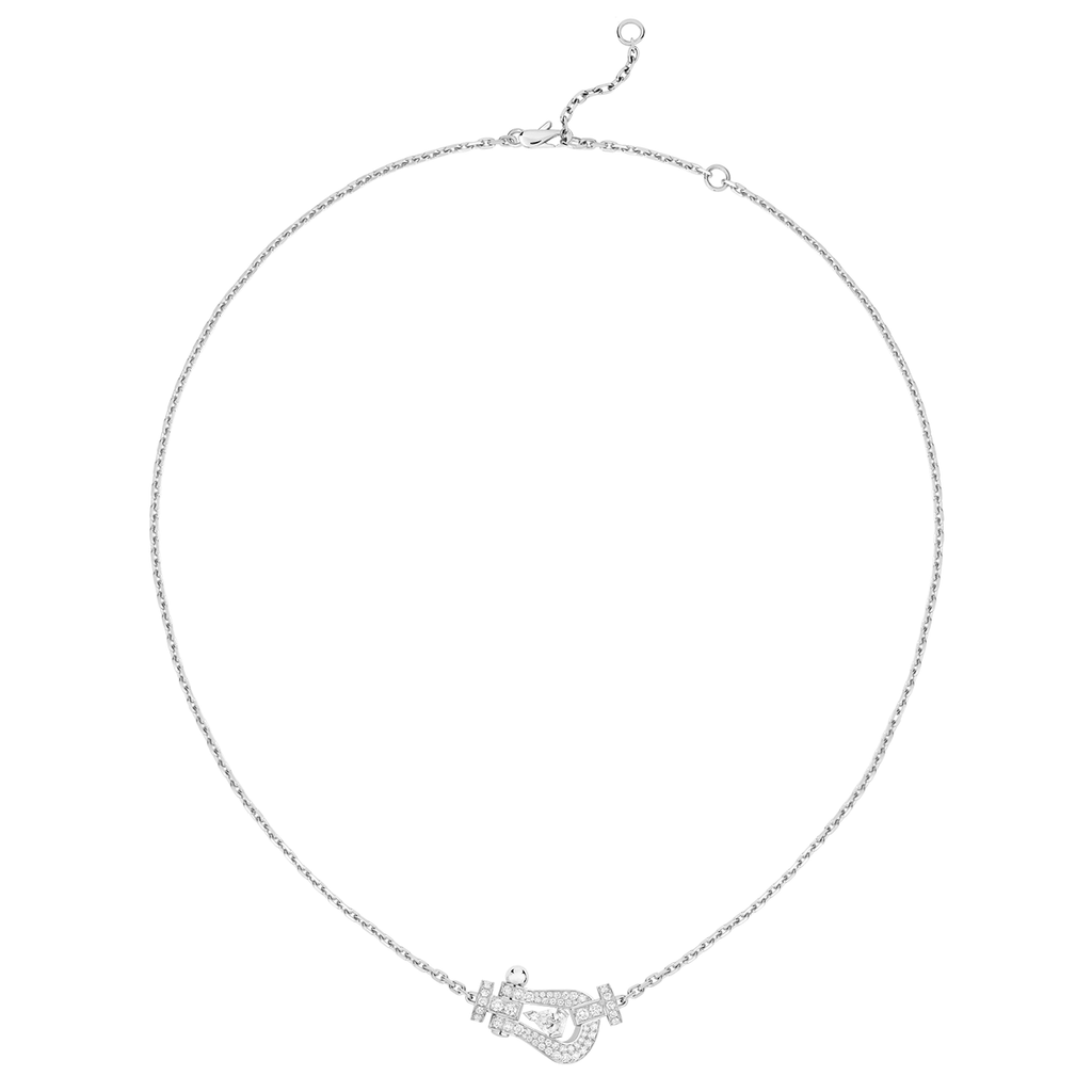FRED Force 10 Large Model 18K White Gold Paved Diamonds Necklace