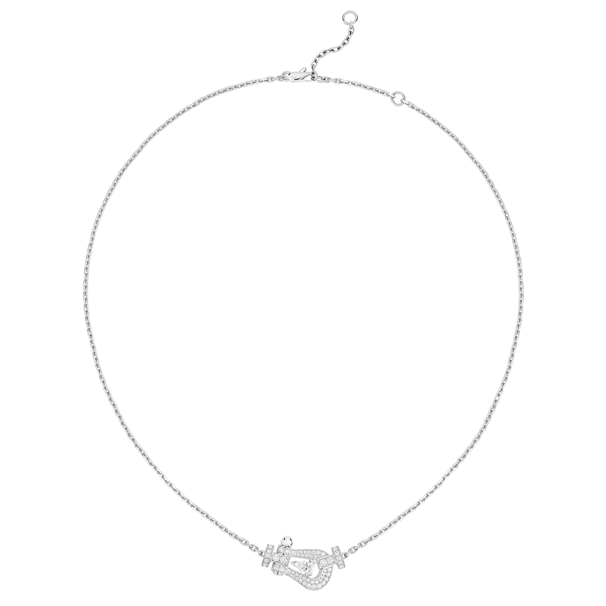 FRED Force 10 Large Model 18K White Gold Paved Diamonds Necklace