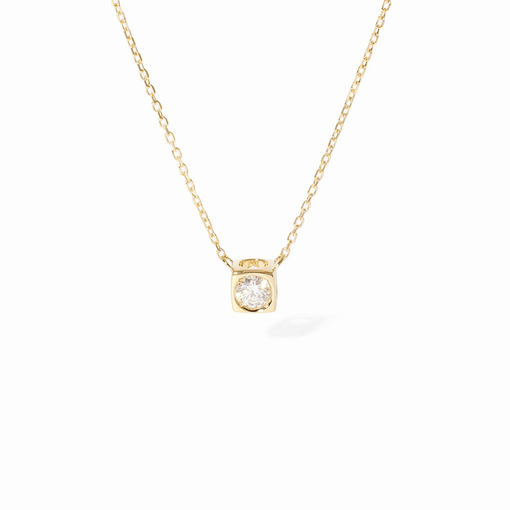 Dinh Van Le Cube 18k Yellow Gold Medium Diamond Necklace