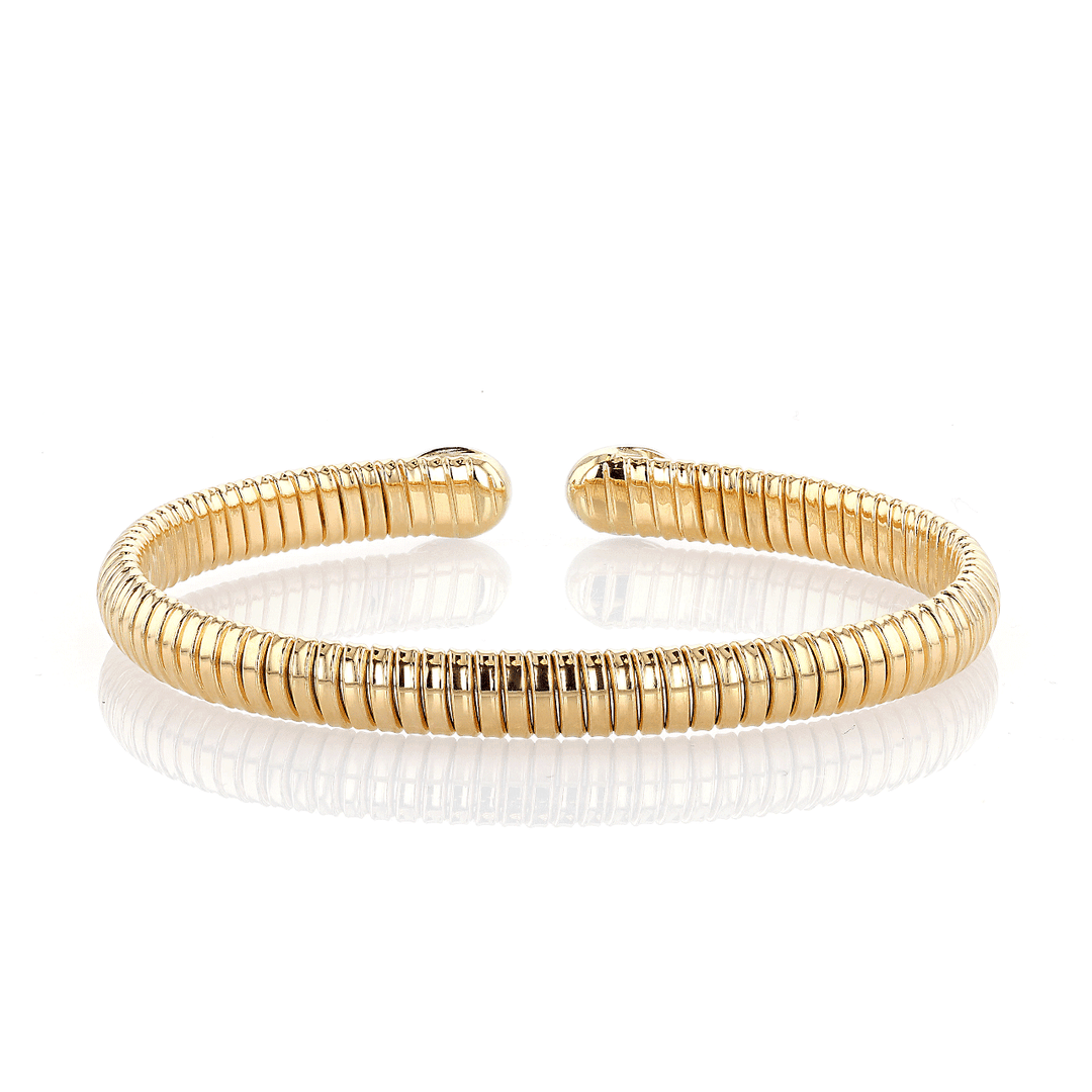 Hamilton 1970's Collection 18k Yellow Gold and 0.19 Total Weight Diamond Turquoise Woven Cobra Bracelet