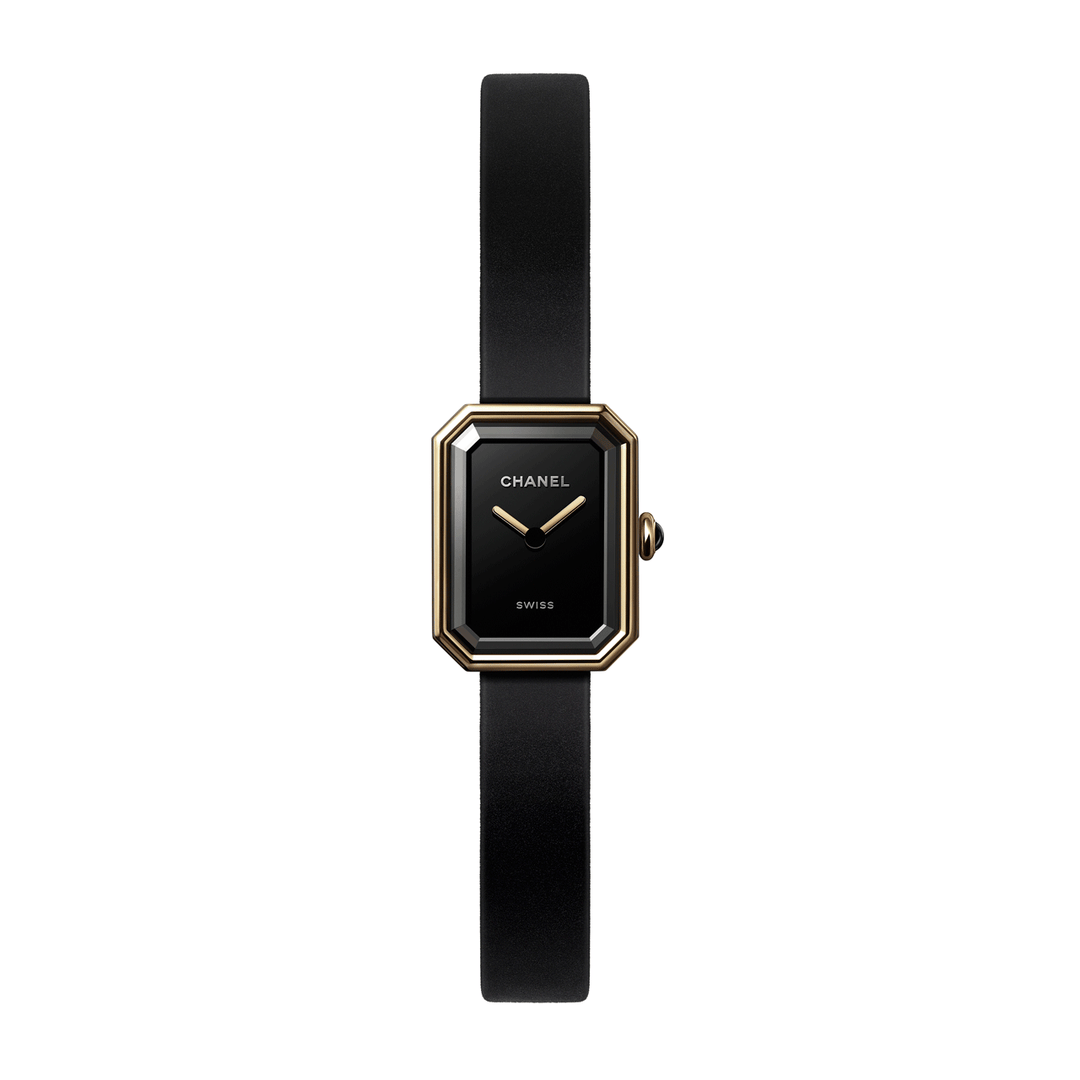 CHANEL Premiere Velours 18k Yellow Gold Black Ceramic19mm Quartz Watch H6125