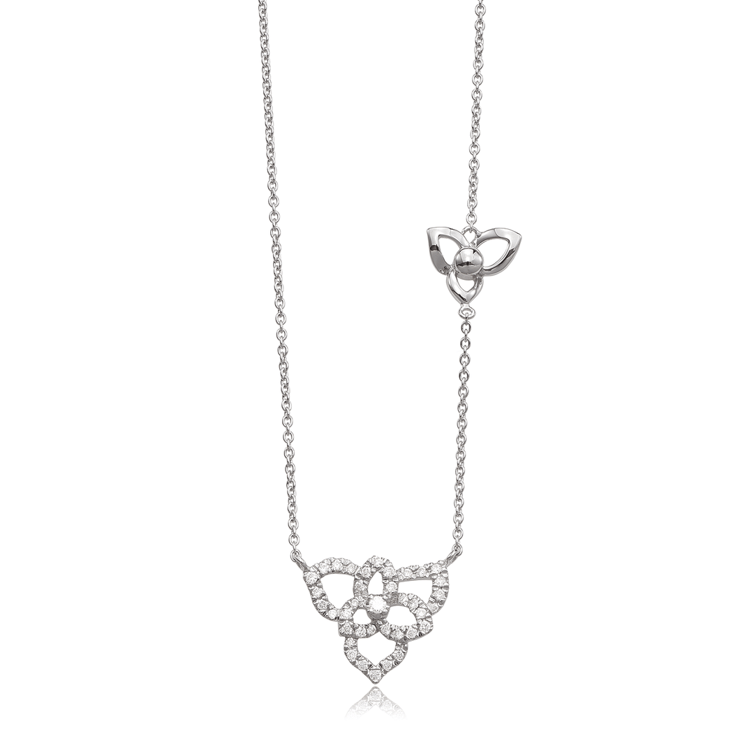 Fleur 18k White Gold and Diamond .15 Total Weight Necklace