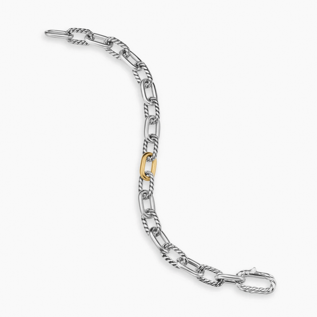 David Yurman Madison Chain Bracelet Sterling Silver with 18k Yellow Gold, 8.5mm