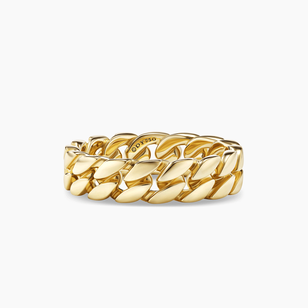 David Yurman Curb Chain Band Ring 18k Yellow Gold, 6mm