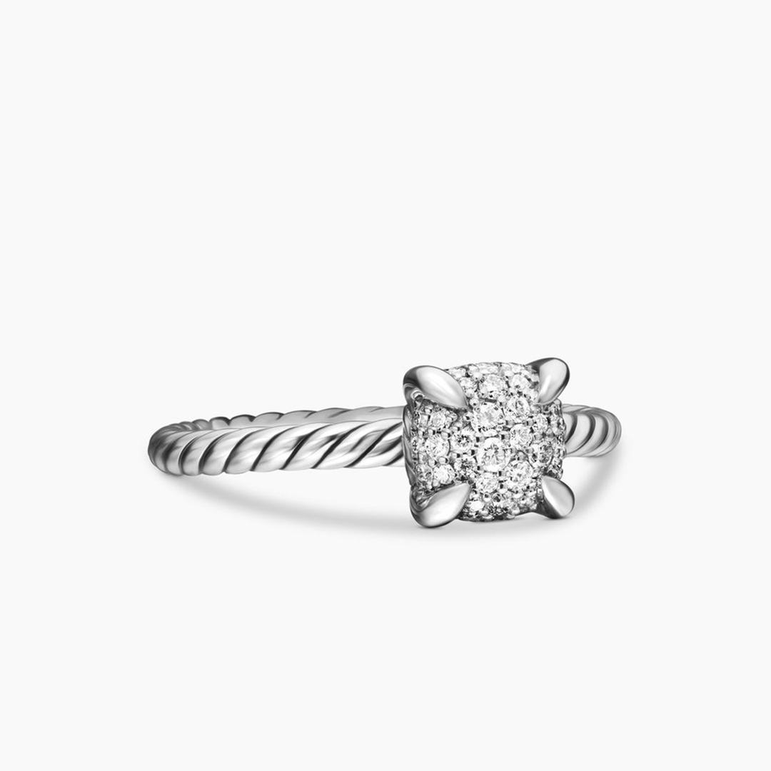 David Yurman Petite Chatelaine® Ring Sterling Silver with Pavé Diamonds, 7mm