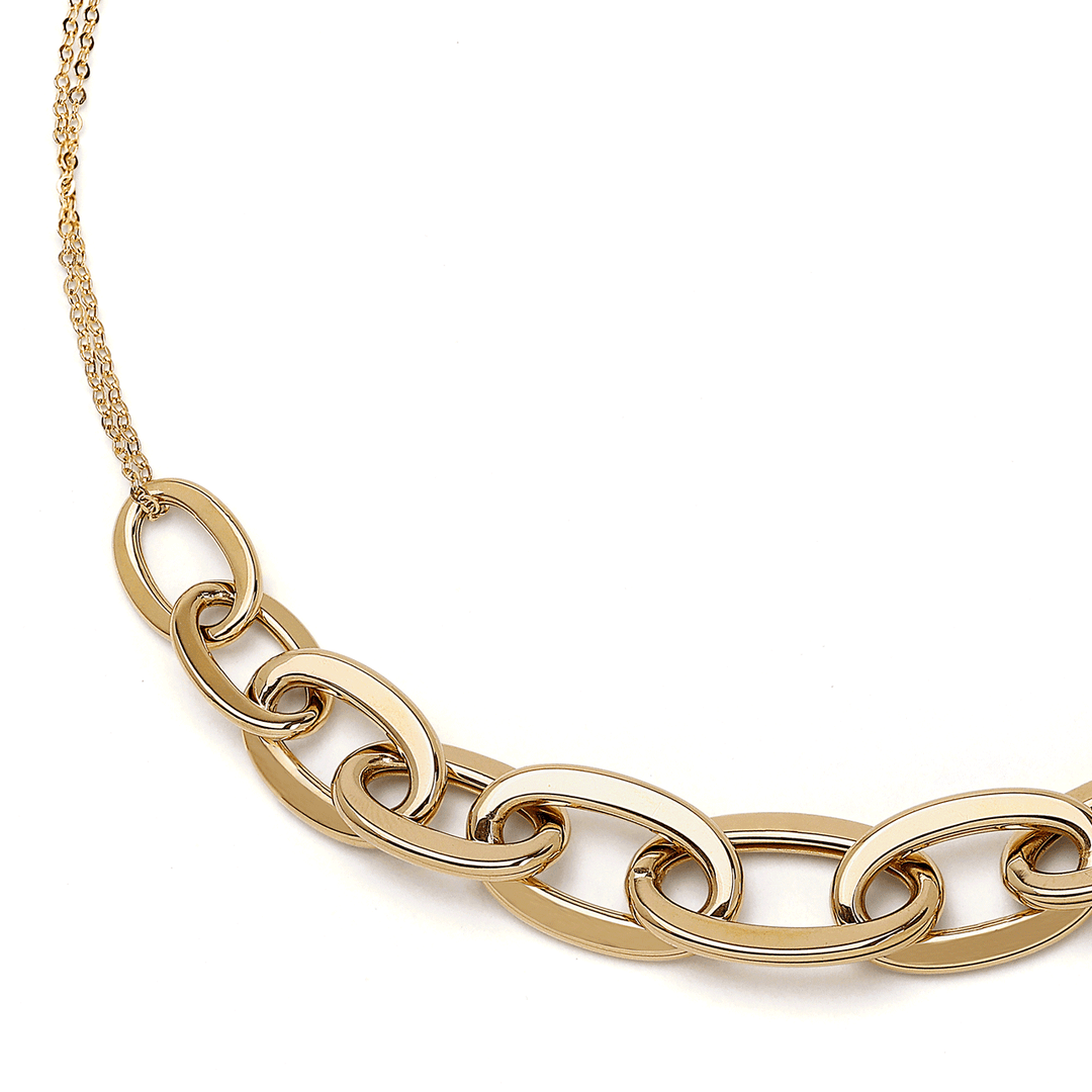 Hamilton Collection 18k Yellow Gold 18 Inch Serif Oval Graduated Link Necklace