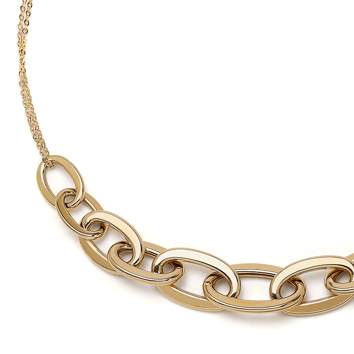 Hamilton Collection 18k Yellow Gold 18 Inch Serif Oval Graduated Link Necklace