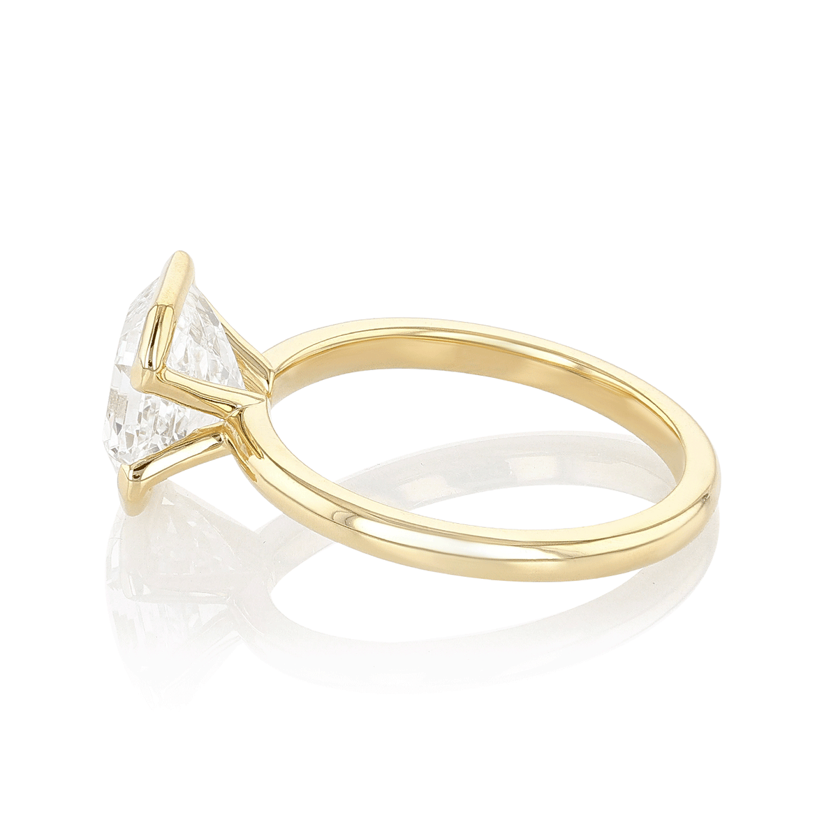 18k Yellow Gold and 3.02 Total Weight Asscher Diamond Ring