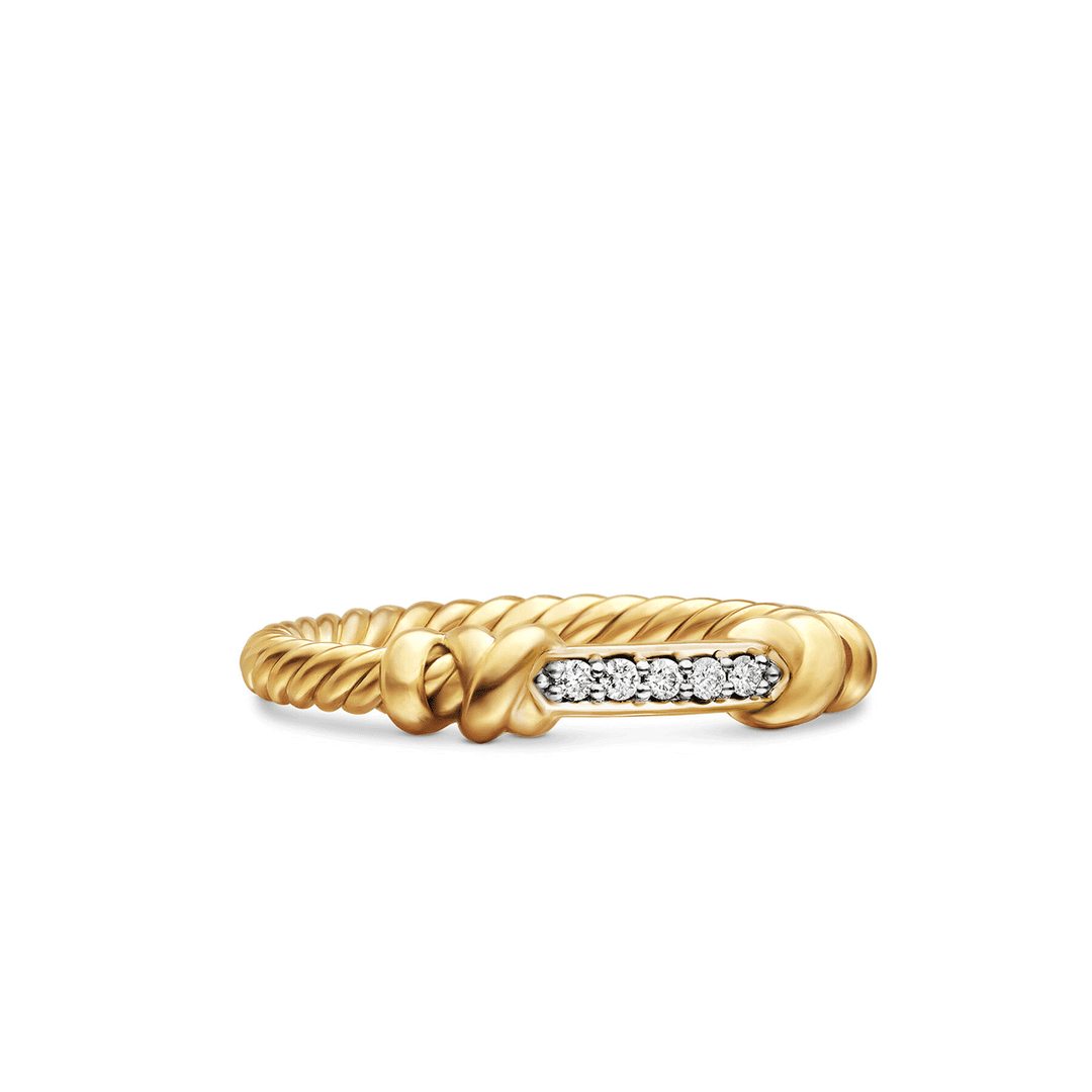 David Yurman Petite Helena Wrap Ring in 18k Yellow Gold with Diamonds,SZ6